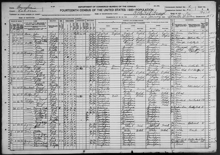 1920 Census, Wm. N. & Katherine Lynn, & son Paul