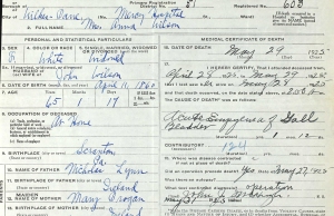 Anna Lynn Wilson, Death Cert.