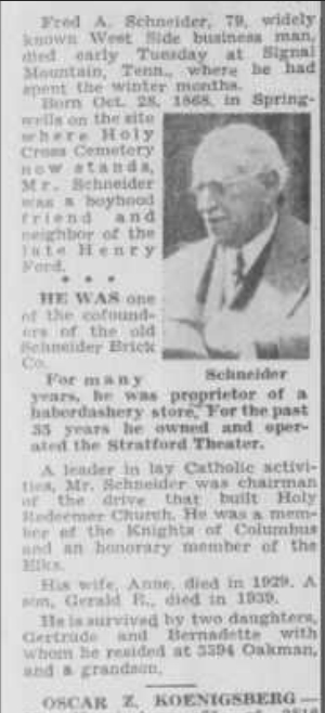 Obituary of Frederick A. Schneider