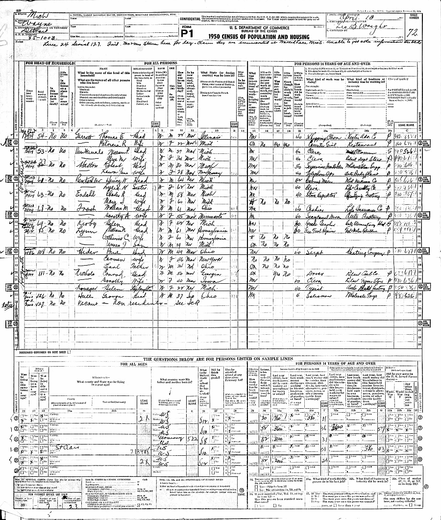 1950 Census William Nicholas Lynn & Family