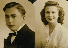High school graduation pictures, Lou in 1942 & Audrey in 1944, 78kb